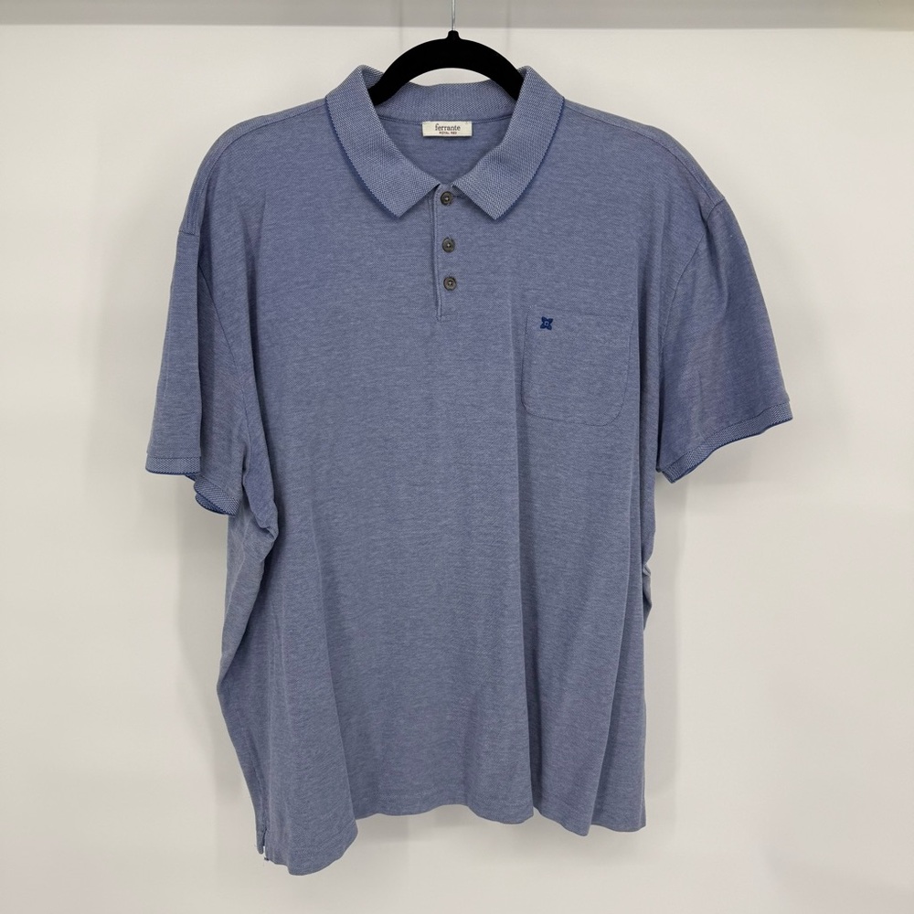 Ferrante Royal Red Italian Cotton Polo Shirt Short Sleeve Pocket Knit XXL Office